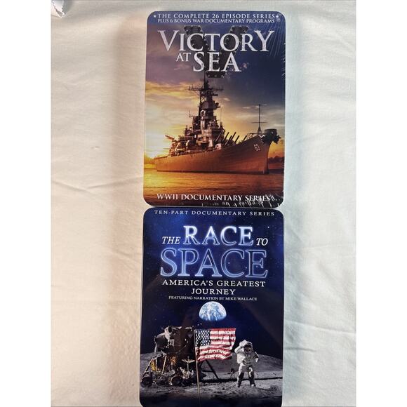 Victory At Sea The Race To Space Documentary Series Lot of 2 (DVD, Tin Case) New - Picture 1 of 4
